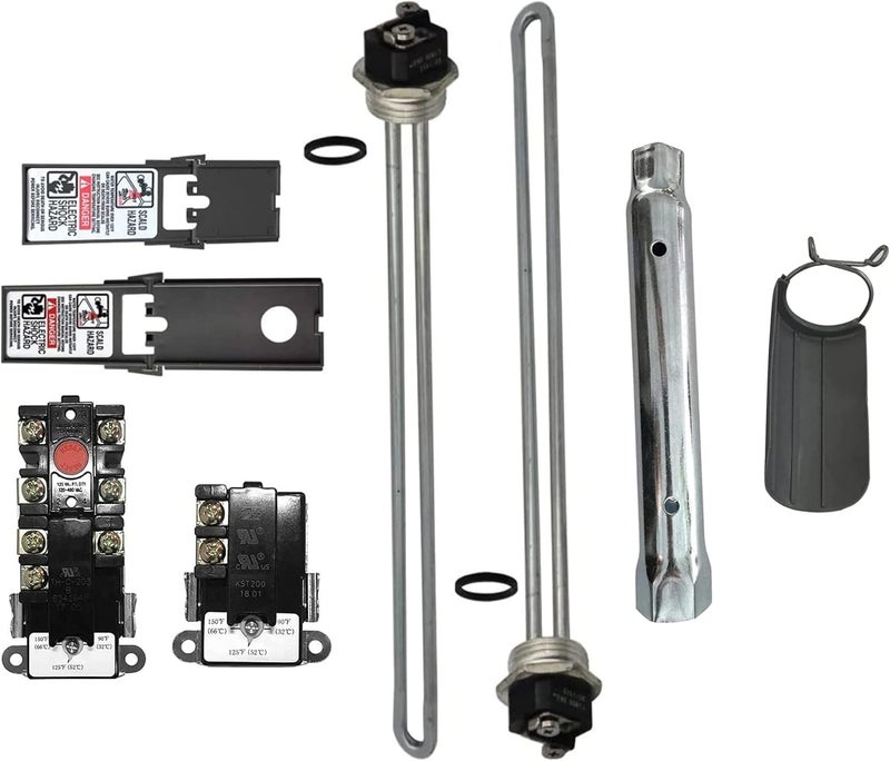 DROMIX EWH-05 Electric Water Heater Tune-Up Kit, Includes Two 4500W/240V Heating Elements, Upper Thermostat, Lower Thermostat, Protective Covers, Quick Change Tool, Element Wrench - Image 1